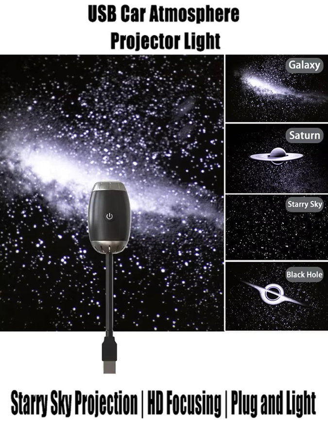 Donirt USB Auto Atmosphäre Projektor LED Sternenlicht für die Innenraumbeleuchtung mit Saturn Galaxy Effekt - Bild 6