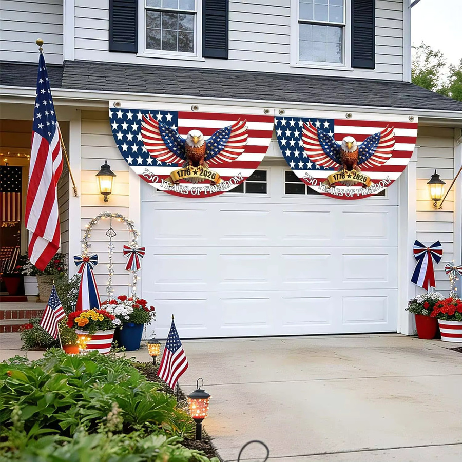 AFYPRTY Patriotische USA Halbflagge zum 250. Jubiläum des Unabhängigkeitstages 1776-2026 in Rot und Weiß, Rechteckige Textil-Hängeflagge - Bild 6