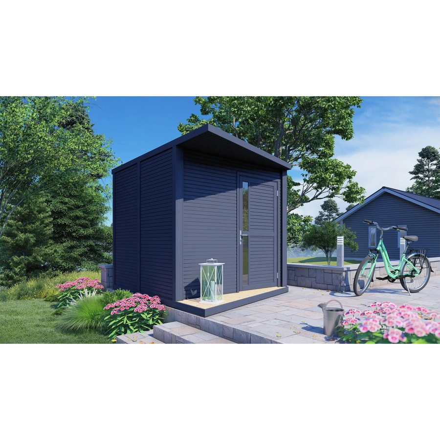Bertilo Gartenhaus Concept mit Flachdach in Anthrazit, B: 297 cm, T: 234 cm, H: 227 cm - Bild 2