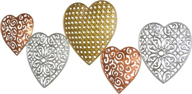 Wanddekoration Melanie von möbel direkt online mit Herzen in Gold, Silber und Kupferfarben aus Metall - Bild 1