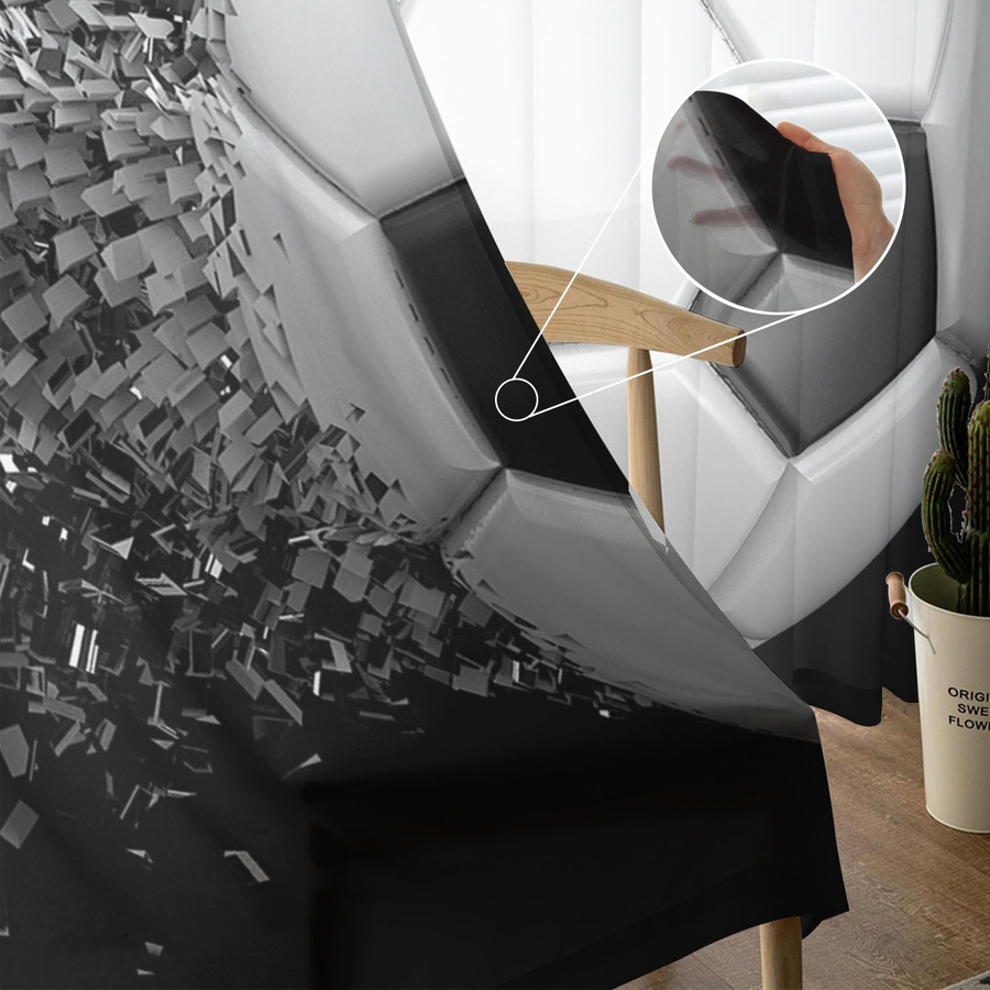 Transparenter Fußball Design Vorhang aus Tüll und Organza für Wohnzimmer und Küche, Breite: 135 cm, Höhe: 115 cm - Bild 4