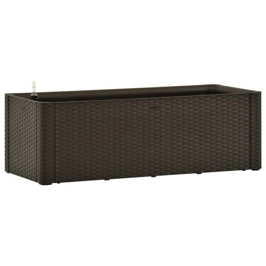 vidaXL Garten-Hochbeet mit Selbstbewässerungssystem in Rattan-Optik, Farbe: Mokka, B/T/H: 100 x 43 x 33 cm - Bild 2