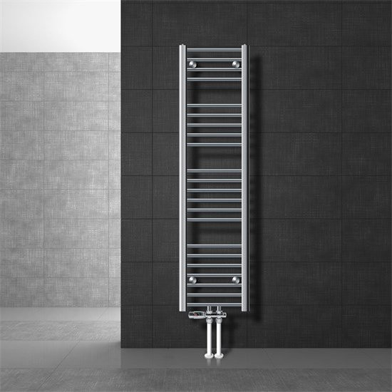LuxeBath Badheizkörper aus Stahl in Chrom mit Mittelanschluss und Anschlussgarnitur, B/H: 30 x 140 cm - Bild 1