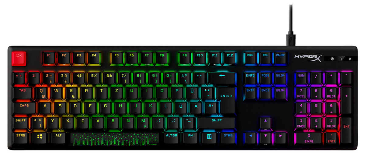 HyperX Alloy Origins PBT HX Rot Mechanische Gaming-Tastatur in Schwarz mit RGB-LED und USB-Anschluss - Bild 1