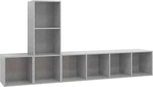 vidaXL 3-teiliges TV-Schrank-Set aus Holzwerkstoff in Betongrau, Wandmontage, B/T/H: 37 x 37 x 37 cm, 37 x 37 x 107 cm und 37 x 37 x 142,5 cm - Bild 1
