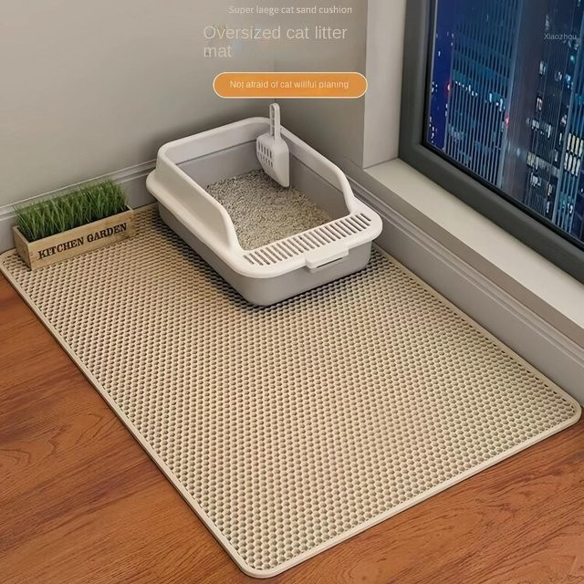 WIKHOSTAR Katzenklo-Matte gelb, doppellagig wasserdicht und rutschfest, B/H: 90 x 60 cm - Bild 1