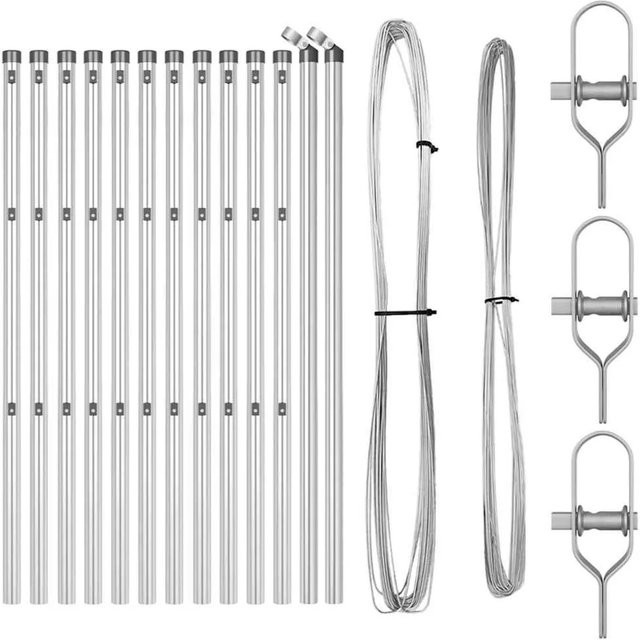 Set aus 13 vidaXL Zaunpfosten aus Stahl in Silber, rund, für die Erdbuchung - Bild 1
