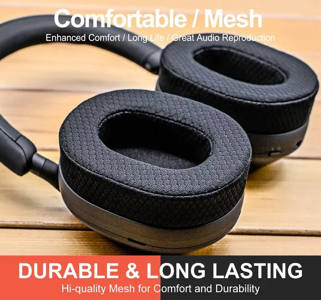 CHONGJIZHE Ersatz-Ohrpolster aus Mesh für Sony WH-1000XM5 Over-Ear Kopfhörer mit Memory-Schaum in Schwarz - Bild 1
