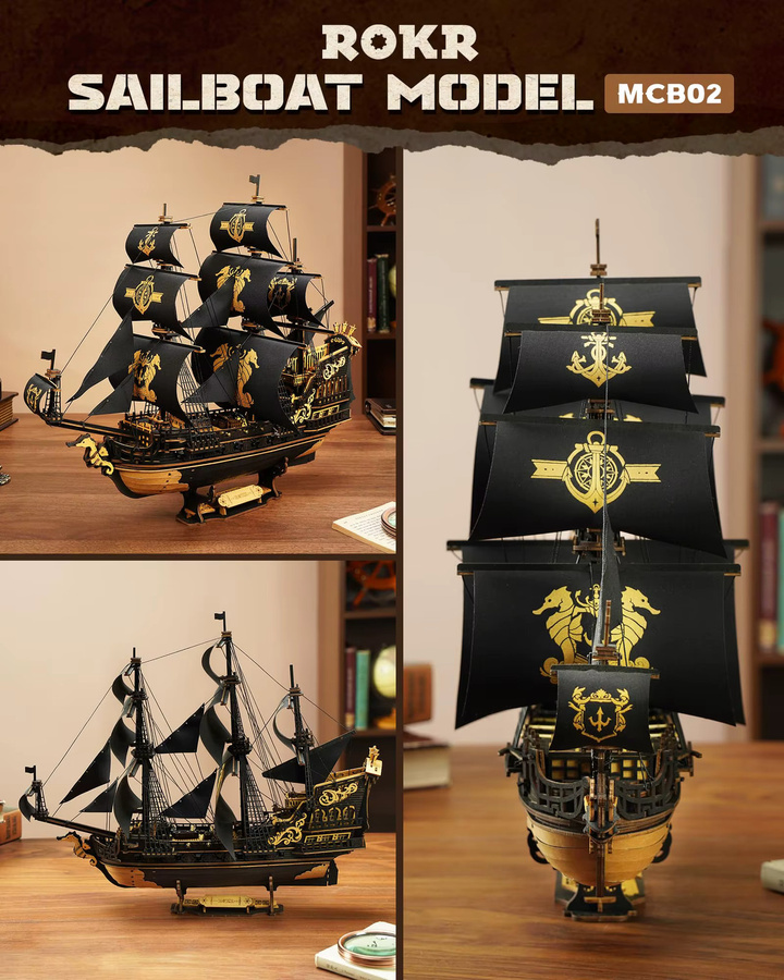 Robotime ROKR The Seahorse Barque, 3D-Holzpuzzle, ab 14 Jahren - Bild 3