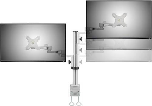 SpeaKa Professional SP-5986112 2-fach Monitor-Tischhalterung für 13 bis 27 Zoll, Grau, höhenverstellbar, neigbar und schwenkbar, VESA 100x100 mm - Bild 1
