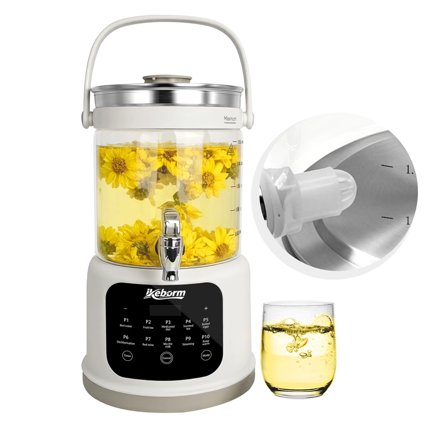 Ikeborn Multifunktionaler Gesundheitskessel mit Zapfhahn und Smart-Steuerung, 3 l, Glas, Transparent - Bild 3