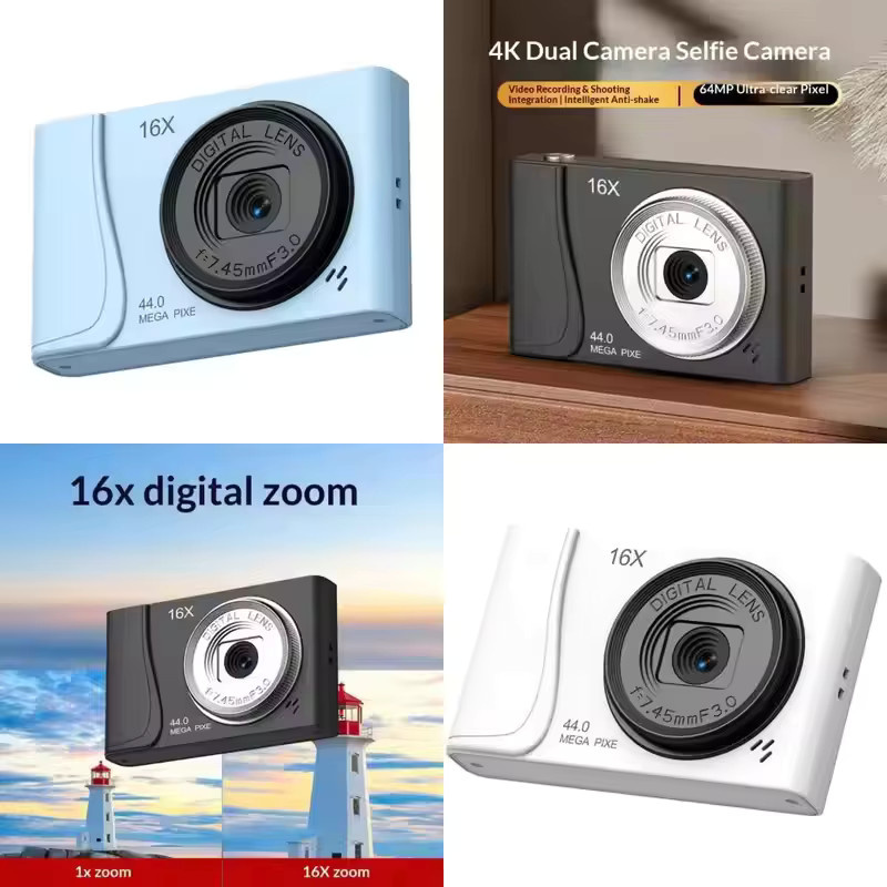 Kompakte 4K Digitalkamera mit 24 Millionen Pixeln und 16-fach Zoom als Camcorder für Kinder und Anfänger in Schwarz oder Lila - Bild 5