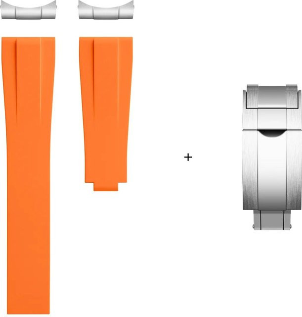 Sweetown Uhrenarmband FKM Fluorkautschuk, orange, Herren - Bild 1