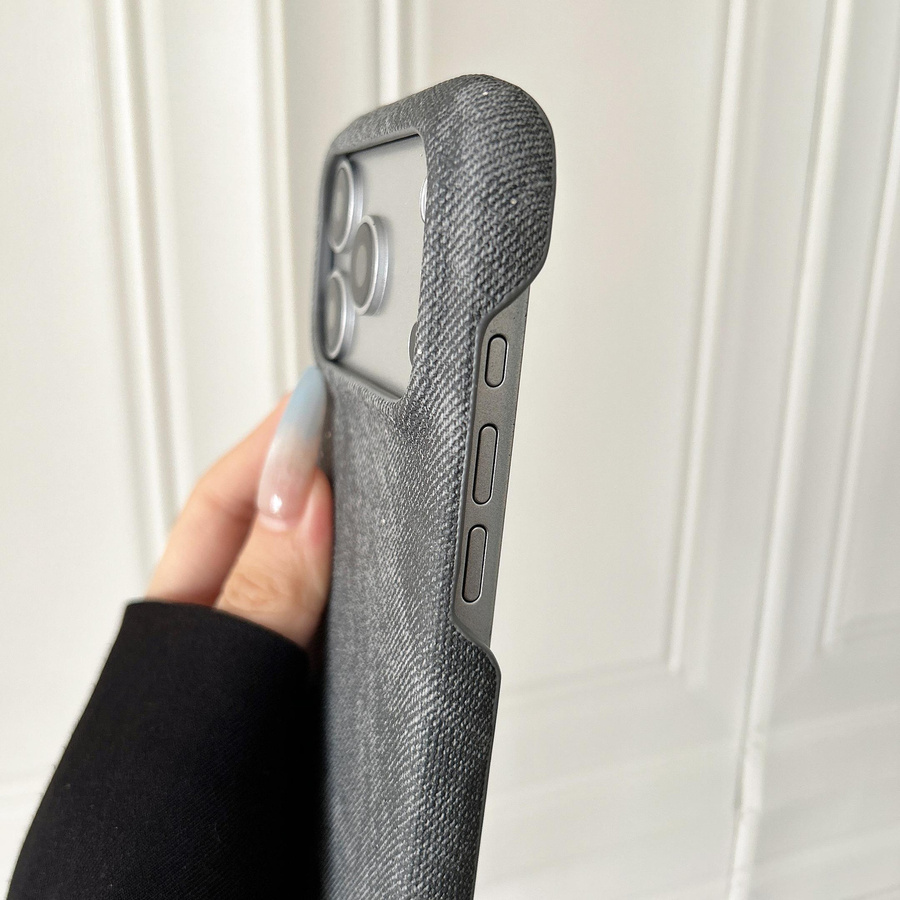 Rahmenlose Handyhülle im Cowboy-Muster für Apple iPhone 12 bis iPhone 17 Pro Max in Blau mit Denim-Jeans-Optik und Glitzer-Effekt in Matt - Bild 2