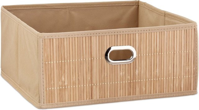Relaxdays Aufbewahrungskorb aus Bambus in Natur Beige, faltbar, B/T/H: 31 x 31 x 14 cm - Bild 1