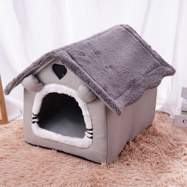 KITPIPI Faltbare Hundehütte und Katzenbett als warmes Haustier-Sofa für kleine und mittelgroße Hunde und Katzen - Bild 1