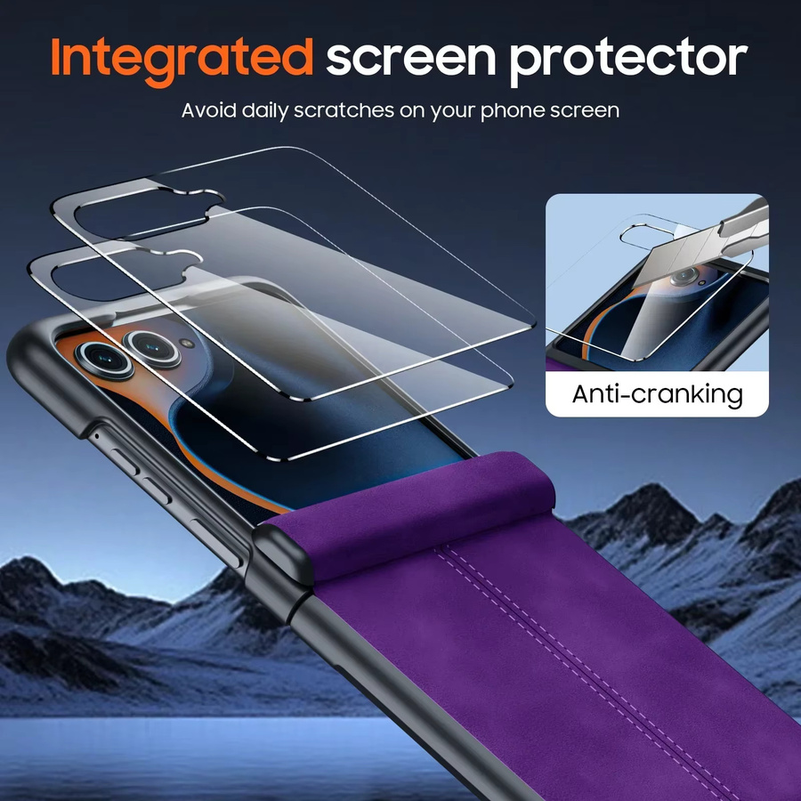 BANGZAO Schutzhülle aus mattem PU-Leder mit Scharnierschutz und Displayschutzfolie für Motorola Razr 70 2025, Razr 60 2025 und Razr 50 2024 in Lila - Bild 4
