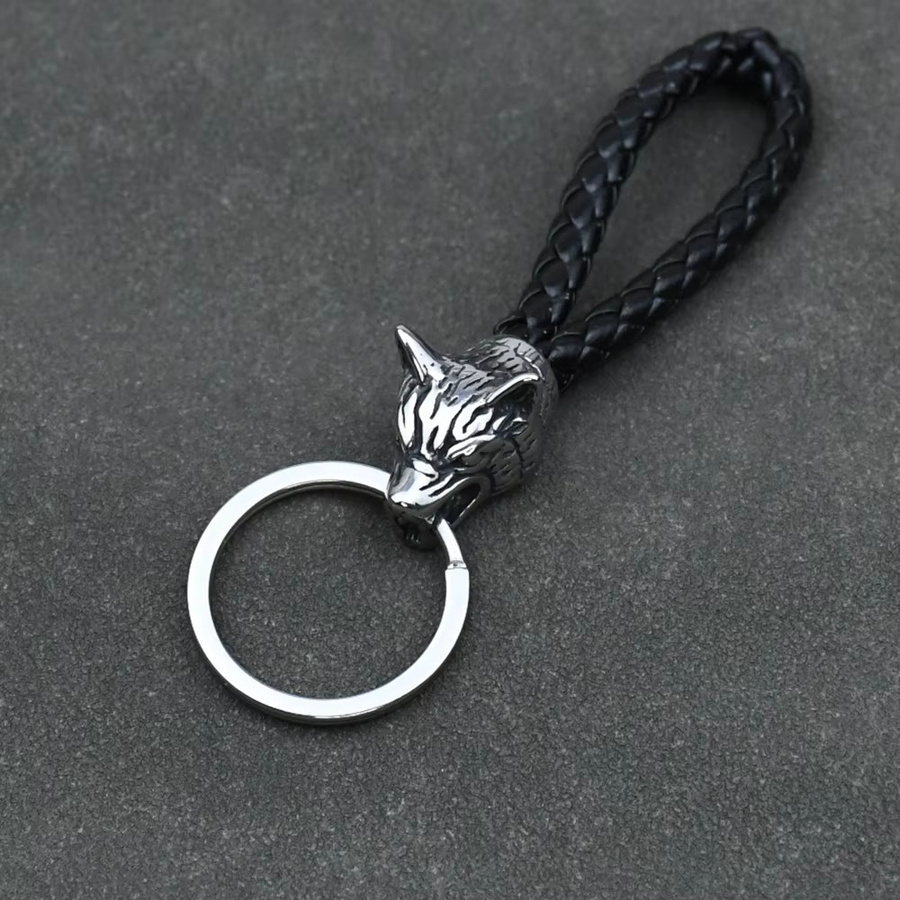 Wolf Amulett, Edelstahl, Leder, Unisex - Bild 2