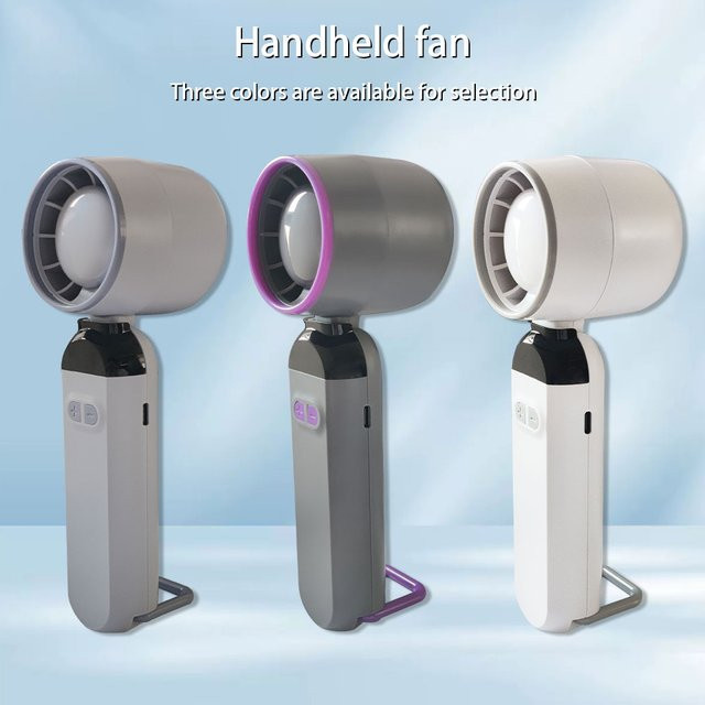 JIHUAN Mini Handventilator in Weiß, tragbar und faltbar mit 5-stufiger Windgeschwindigkeit und LED-Digitalanzeige - Bild 1