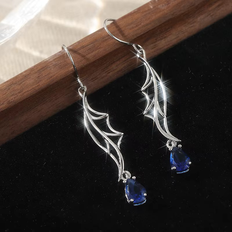 YoYo Ohrringe, Vintage, Silber, Blaue Zirkonia, Damen - Bild 3