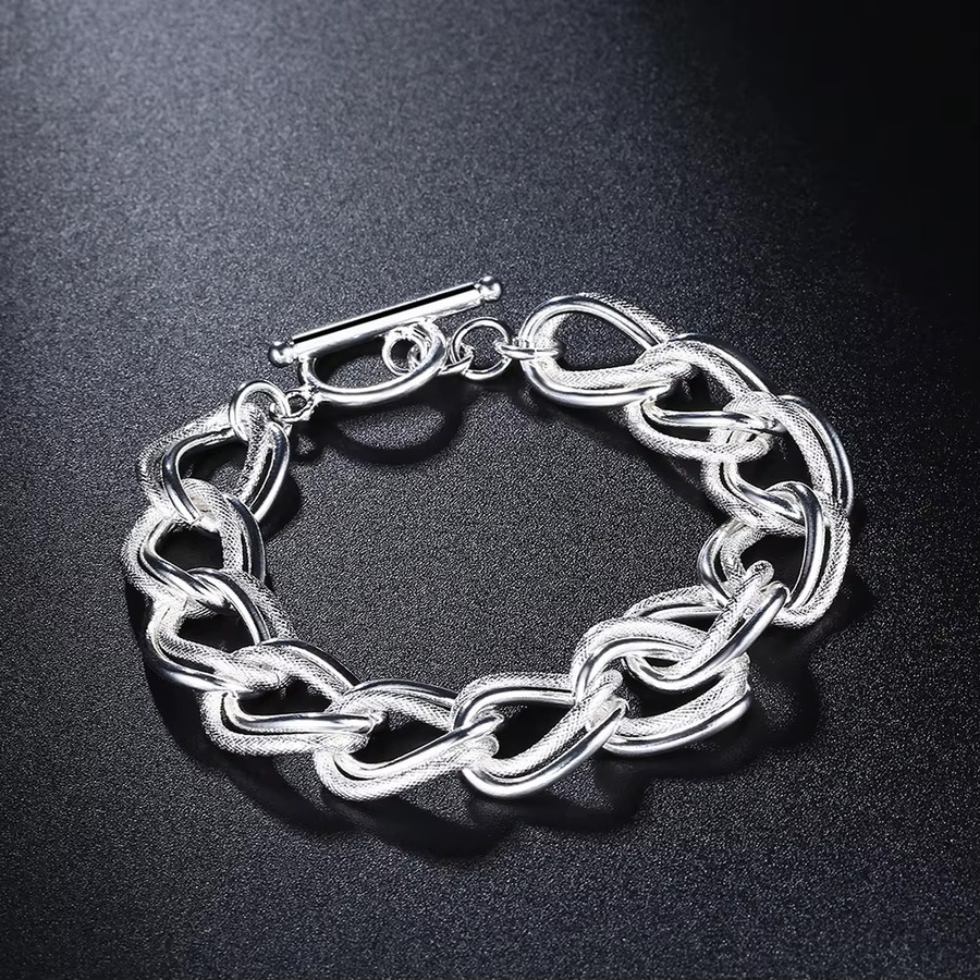 URMYLADY Doppel-Twist-Kettenarmband, 925 Silber, Damen - Bild 3