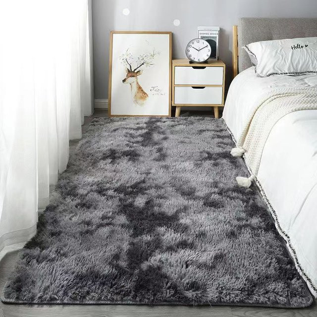 VIKAMA Plüschteppich in Grau, weiche Samtmatte mit Anti-Rutsch-Funktion für Wohnzimmer, Schlafzimmer und Kinderzimmer - Bild 1