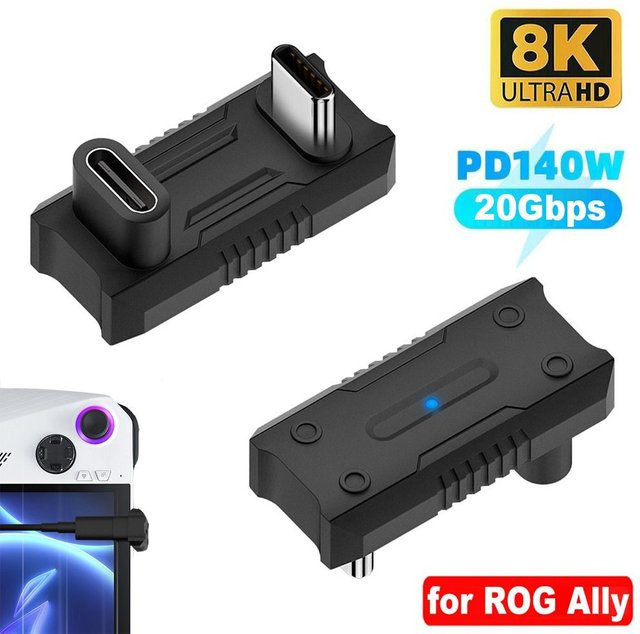 Asus ROG Ally USB Typ-C Konverter 8K 60Hz OTG Adapter mit 20Gbps Datenübertragung und PD 140W Schnellladung in Schwarz - Bild 1
