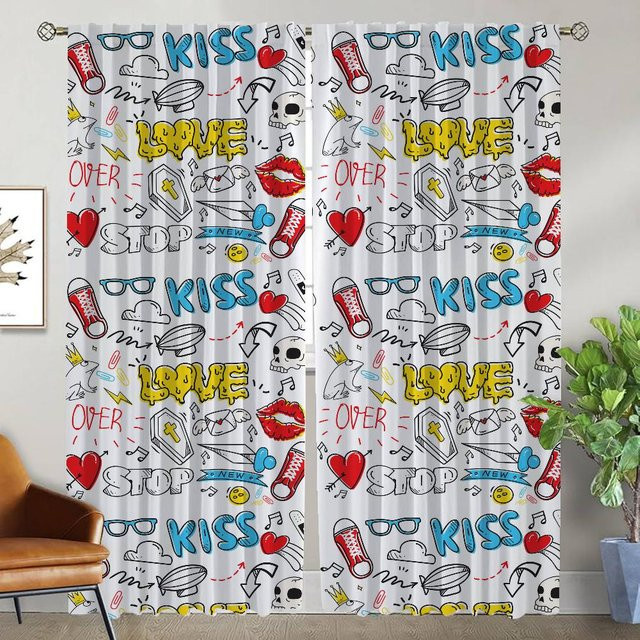 Cartoon Kinder Raumteiler Moskitonetz als Verdunkelungsvorhang für das Wohnzimmer, 2er-Set, Mehrfarbig, B: 50 cm, H: 70 cm - Bild 1