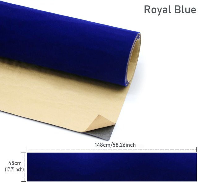 Selbstklebende Samtstoffbögen von Xiaolang in Royal Blue, beflockter Vliesfilz für Schmuckschatullen-Auskleidung und DIY-Bastelarbeiten, B: 45 cm, L: 148 cm - Bild 1