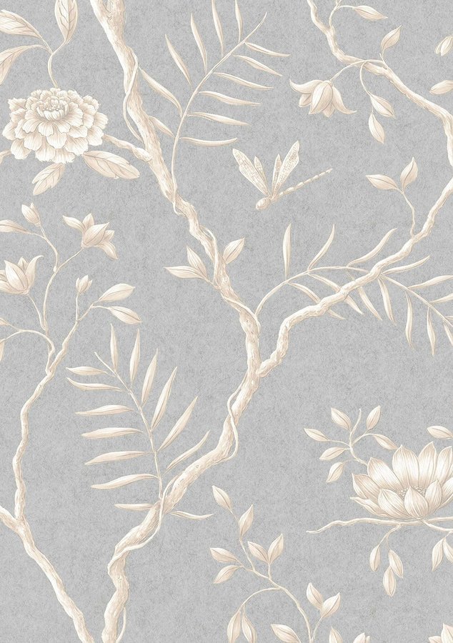 Lewis & Wood Tapete Jasper Peony in Smoke Grey mit floralem Art Nouveau Design aus Vlies - Bild 1