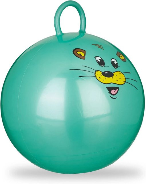 Relaxdays Hüpfball Kinder Grün mit Griff - Bild 1