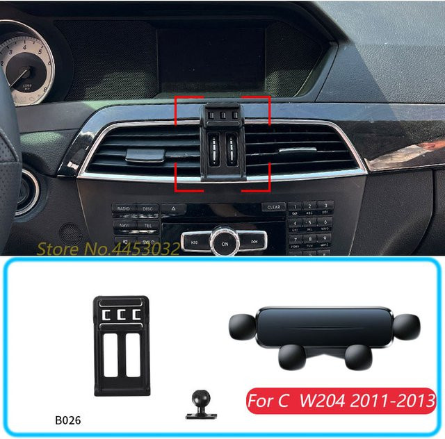 Schwerkraft-Handyhalterung für Mercedes Benz C W204 (2011-2013) in Schwarz zur horizontalen GPS-Nutzung - Bild 1