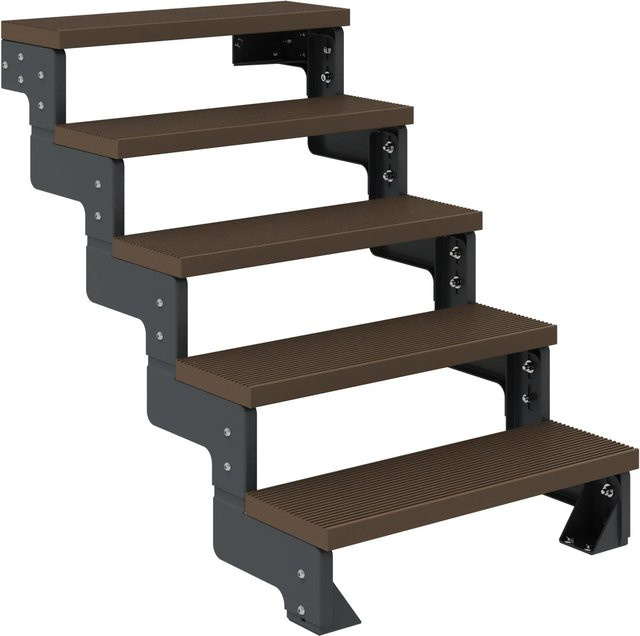 Dolle Außentreppe Gardentop 5 Stufen in Anthrazit und Braun ohne Geländer, Breite: 100 cm - Bild 1