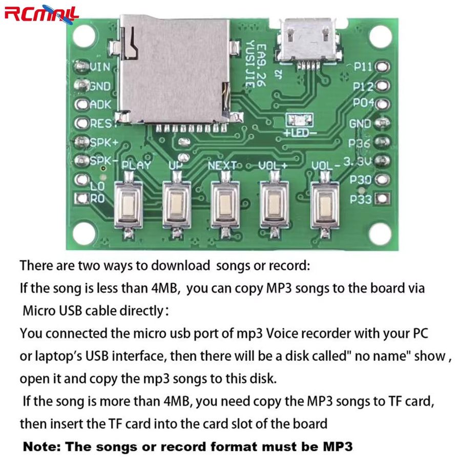 DIYmall PIR-Infrarotsensor mit Tonaufnahmemodul und MP3-Sprachwiedergabe-Kit inklusive USB- und TF-Karten-Unterstützung - Bild 2