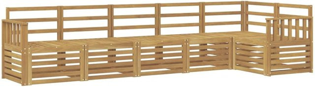 vidaXL Outdoor-Sofagarnitur 6-teilig in Weiß aus Akazie im L-Shape mit Latten-Design, B/T/H: 306 x 128,5 x 73 cm - Bild 1