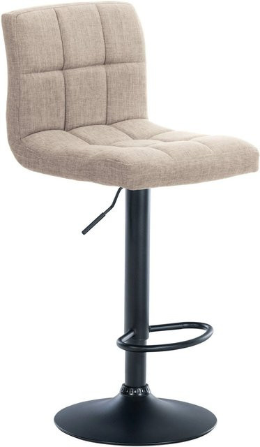 DELUKE Barhocker MADRID Tresenhocker mit Lehne in Creme und Schwarz aus Stoff und Metall, 360 Grad drehbar, B/T/H: 47 x 64 x 114 cm - Bild 1