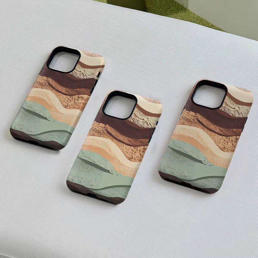 Aurea Case Matte Bumper MagSafe Schutzhülle für iPhone 17 16 15 14 13 Pro Max in Boho Terrazzo Wellen-Design, Mehrfarbig - Bild 4