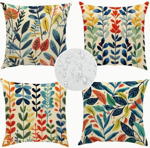 VIKAMA Kissenbezug im Boho-Stil mit floralem Design, quadratisch, Mehrfarbig, B/B/H: 45 x 45 x 45 cm - Bild 1