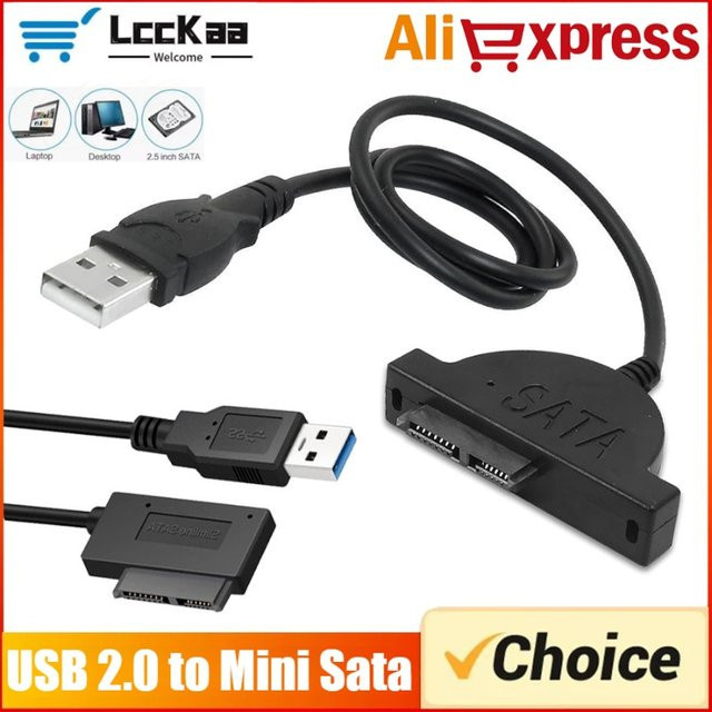 LccKaa USB 2.0 zu Mini SATA II 7+6 Pin 13Pin Konverter für Laptop Slimline CD/DVD ROM Laufwerke, Schwarz - Bild 1
