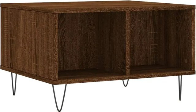 vidaXL Couchtisch in Braun mit Eichen-Optik aus Holzwerkstoff und Metall, B/T/H: 60 x 50 x 36,5 cm - Bild 1