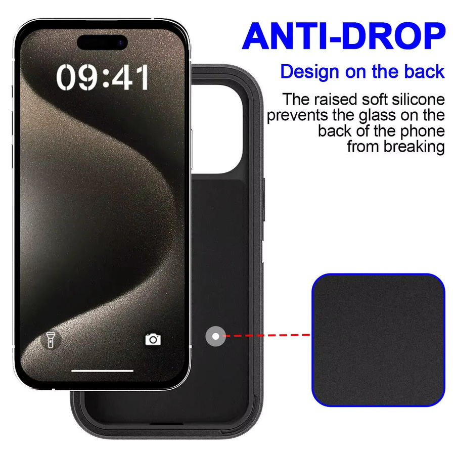 Robuste 3-in-1 Schutzhülle für iPhone 16 15 14 13 11 Pro Max Mini X XR XS Max SE in Militärschutzklasse, staubdicht und stoßfest, Farben: Schwarz, Rot, Lila - Bild 3