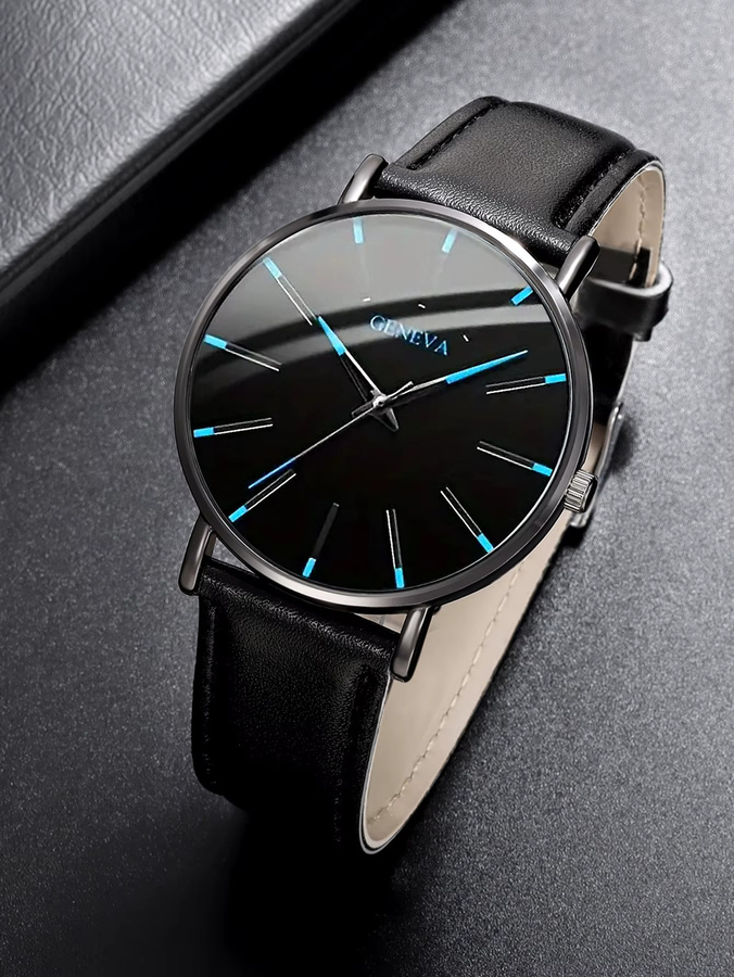 CMK Armbanduhr Quarz, Leder, Schwarz, Herren - Bild 3