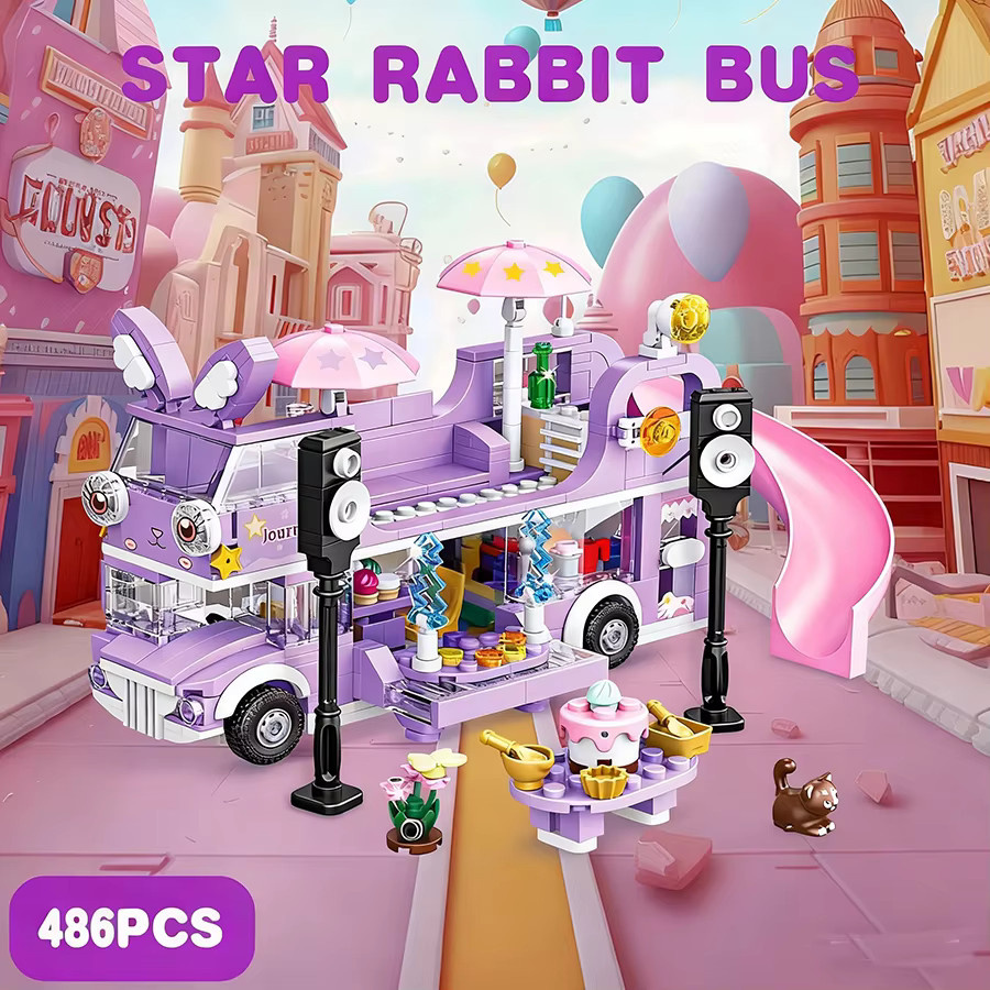 Mädchen Freunde Doppel-Storey Star Rabit Bus Bausteine Spielzeug, 486 Teile - Bild 2