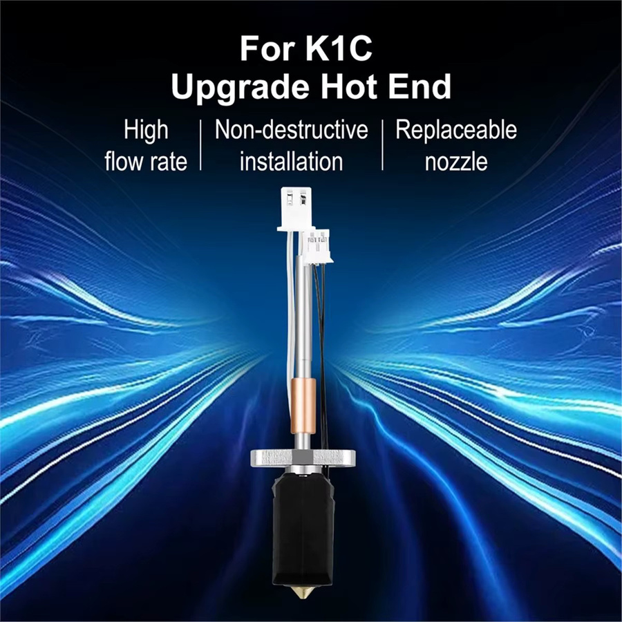 Upgrade-Hotend-Kit für K1C und K1 MAX 3D-Drucker mit austauschbarer 0,4 mm Messing-Düse in Silber - Bild 2
