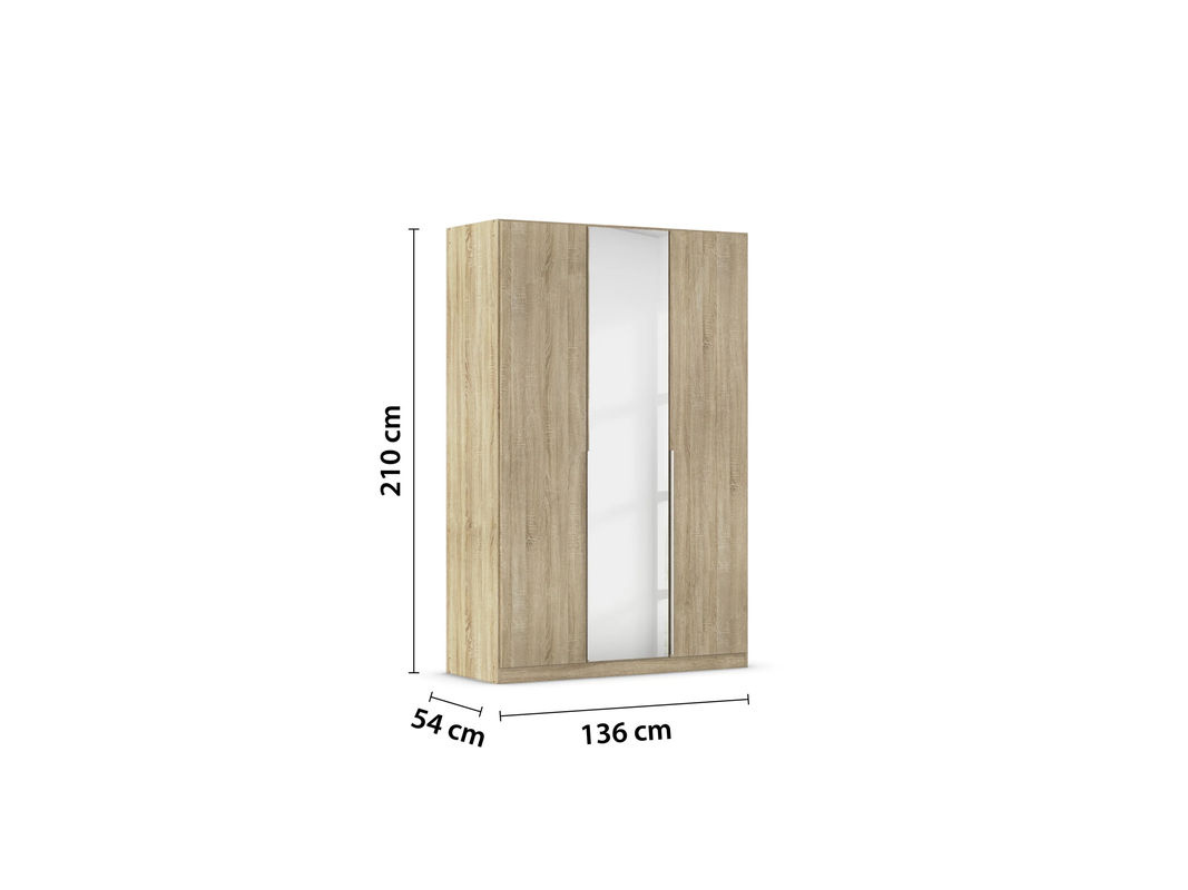 RAUCH Drehtürenschrank Alabama mit Spiegel in Eiche Sonoma, B: 136 cm, H: 210 cm - Bild 3