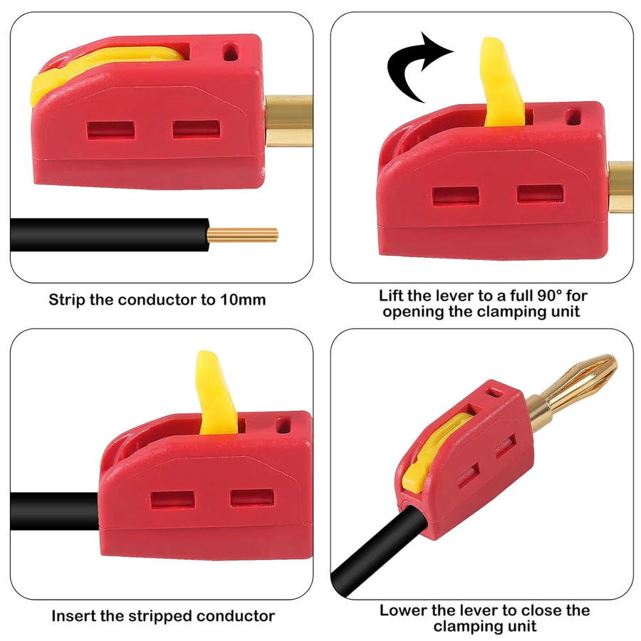 AOKIN 20 Stück Bananenstecker 4 mm vergoldet Hochstrom-Schnellanschluss 32 A für Lautsprecherkabel und Heimkino in Gold - Bild 4