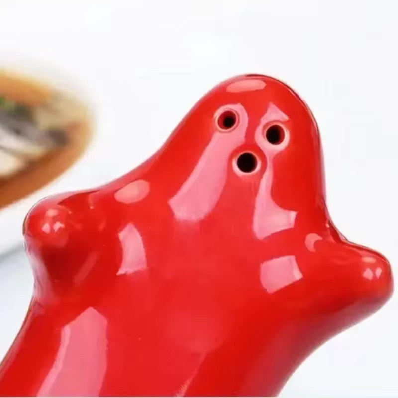 XINCHEN Keramik Gewürzstreuer Set Geist Lustige Mini Pfeffer und Salz Gefäße aus Keramik und Glas für den Esstisch - Bild 4