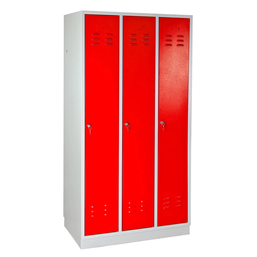 PROREGAL Garderobenschrank Ermine mit 3 Türen, Lichtgrau und Rot, H x B x T: 177,5 x 89 x 50 cm - Bild 2