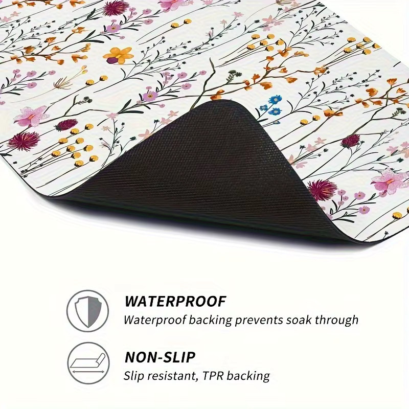 VIKAMA Waschmaschinen-Abdeckmatte Retro Flower in Multicolour mit rutschfester und schnell trocknender Oberfläche - Bild 3