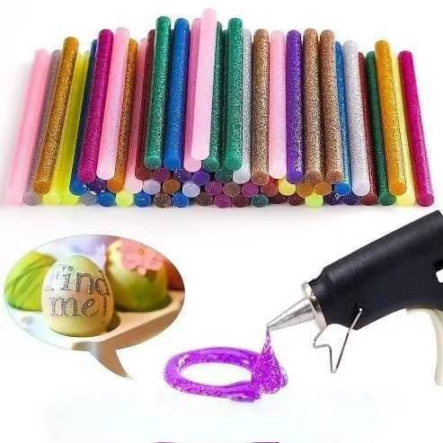 Aogue Heißklebestifte in gemischten Farben, glitzernd und stark klebend, 30 Stück, Durchmesser: 0,7 mm, Länge: 10 mm - Bild 2